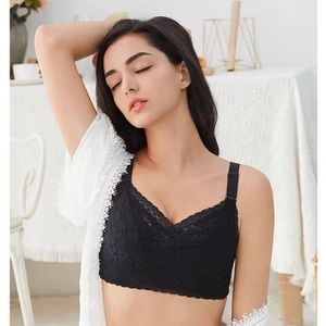 Flower Lace Modal Wireless women's sexy push-up bra black unpadded 34/75 B